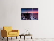 Laden Sie das Bild in den Galerie-Viewer, Leinwandbild 3-teilig Der Leuchtturm in der Abenddämmerung