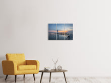 Laden Sie das Bild in den Galerie-Viewer, Leinwandbild 3-teilig Leuchtturm im Sonnenuntergang