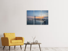 Laden Sie das Bild in den Galerie-Viewer, Leinwandbild 3-teilig Leuchtturm im Sonnenuntergang