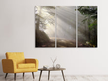 Laden Sie das Bild in den Galerie-Viewer, Leinwandbild 3-teilig Mystisches Licht im Wald