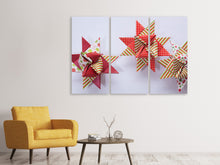 Laden Sie das Bild in den Galerie-Viewer, Leinwandbild 3-teilig Sterne Origami