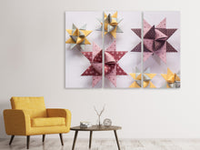 Laden Sie das Bild in den Galerie-Viewer, Leinwandbild 3-teilig Origami Bunte Sterne