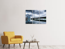 Laden Sie das Bild in den Galerie-Viewer, Leinwandbild 3-teilig Samuel Beckett Bridge mit Wolken