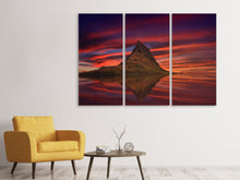Laden Sie das Bild in den Galerie-Viewer, Leinwandbild 3-teilig Kirkjufell bei Sonnenuntergang