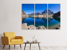 Laden Sie das Bild in den Galerie-Viewer, Leinwandbild 3-teilig Beruhigender Bergsee