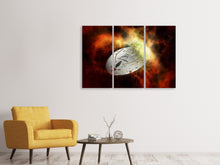 Laden Sie das Bild in den Galerie-Viewer, Leinwandbild 3-teilig Ufo im All