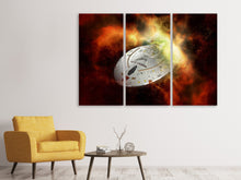 Laden Sie das Bild in den Galerie-Viewer, Leinwandbild 3-teilig Ufo im All