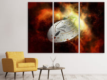 Laden Sie das Bild in den Galerie-Viewer, Leinwandbild 3-teilig Ufo im All