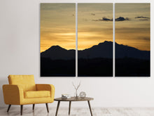 Laden Sie das Bild in den Galerie-Viewer, Leinwandbild 3-teilig Der Sonnenaufgang in den Bergen
