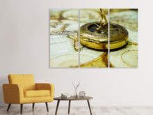 Laden Sie das Bild in den Galerie-Viewer, Leinwandbild 3-teilig Goldener Kompass