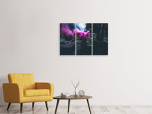 Laden Sie das Bild in den Galerie-Viewer, Leinwandbild 3-teilig Kunst mit Rauch