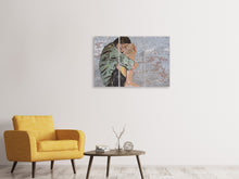 Laden Sie das Bild in den Galerie-Viewer, Leinwandbild 3-teilig Das Mädchen an der Wand