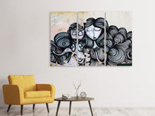 Laden Sie das Bild in den Galerie-Viewer, Leinwandbild 3-teilig Das Pärchen an der Wand