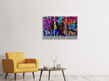 Laden Sie das Bild in den Galerie-Viewer, Leinwandbild 3-teilig Graffiti Puppen