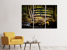 Laden Sie das Bild in den Galerie-Viewer, Leinwandbild 3-teilig Holzbrücke im Wald
