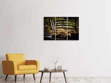 Laden Sie das Bild in den Galerie-Viewer, Leinwandbild 3-teilig Holzbrücke im Wald