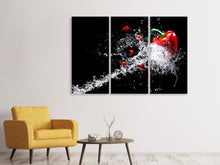 Laden Sie das Bild in den Galerie-Viewer, Leinwandbild 3-teilig Paprika Splash XL