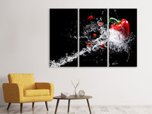 Laden Sie das Bild in den Galerie-Viewer, Leinwandbild 3-teilig Paprika Splash XL