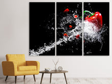 Laden Sie das Bild in den Galerie-Viewer, Leinwandbild 3-teilig Paprika Splash XL
