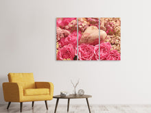 Laden Sie das Bild in den Galerie-Viewer, Leinwandbild 3-teilig Romantische Rosen mit Herz