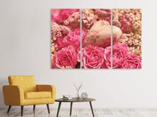 Laden Sie das Bild in den Galerie-Viewer, Leinwandbild 3-teilig Romantische Rosen mit Herz