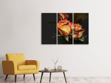Laden Sie das Bild in den Galerie-Viewer, Leinwandbild 3-teilig Rosen der Romantik