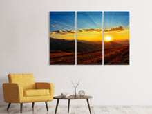 Laden Sie das Bild in den Galerie-Viewer, Leinwandbild 3-teilig Sonnenuntergang in der Welt der Berge