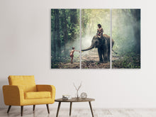 Laden Sie das Bild in den Galerie-Viewer, Leinwandbild 3-teilig Der Elefant bei der Arbeit