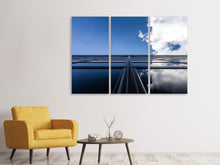 Laden Sie das Bild in den Galerie-Viewer, Leinwandbild 3-teilig Spiegelung von Wolken
