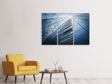 Laden Sie das Bild in den Galerie-Viewer, Leinwandbild 3-teilig Hochhaus in den Wolken