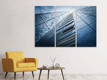 Laden Sie das Bild in den Galerie-Viewer, Leinwandbild 3-teilig Hochhaus in den Wolken