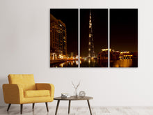 Laden Sie das Bild in den Galerie-Viewer, Leinwandbild 3-teilig Nachts in Dubai