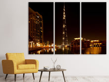 Laden Sie das Bild in den Galerie-Viewer, Leinwandbild 3-teilig Nachts in Dubai