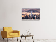 Laden Sie das Bild in den Galerie-Viewer, Leinwandbild 3-teilig Seattle bei Sonnenuntergang