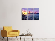 Laden Sie das Bild in den Galerie-Viewer, Leinwandbild 3-teilig Golden Gate am Abend