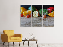 Laden Sie das Bild in den Galerie-Viewer, Leinwandbild 3-teilig Obst und Gemüse