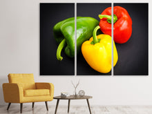 Laden Sie das Bild in den Galerie-Viewer, Leinwandbild 3-teilig Bunte Paprikas