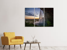 Laden Sie das Bild in den Galerie-Viewer, Leinwandbild 3-teilig Abendstimmung am Wasserfall