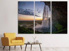 Laden Sie das Bild in den Galerie-Viewer, Leinwandbild 3-teilig Abendstimmung am Wasserfall