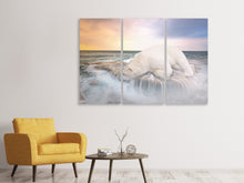 Laden Sie das Bild in den Galerie-Viewer, Leinwandbild 3-teilig Der Eisbär und das Meer