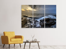 Laden Sie das Bild in den Galerie-Viewer, Leinwandbild 3-teilig Abendstimmung am Meer