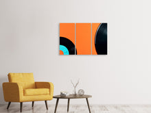 Laden Sie das Bild in den Galerie-Viewer, Leinwandbild 3-teilig Retro Schallplatten Motiv