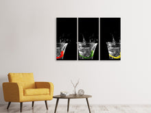 Laden Sie das Bild in den Galerie-Viewer, Leinwandbild 3-teilig Spritzige Wasser Gläser