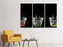 Laden Sie das Bild in den Galerie-Viewer, Leinwandbild 3-teilig Spritzige Wasser Gläser