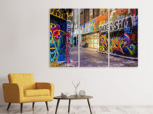 Laden Sie das Bild in den Galerie-Viewer, Leinwandbild 3-teilig Häuser mit Graffiti