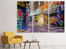 Laden Sie das Bild in den Galerie-Viewer, Leinwandbild 3-teilig Häuser mit Graffiti