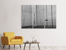 Laden Sie das Bild in den Galerie-Viewer, Leinwandbild 3-teilig Brücke der Normandie im Nebel