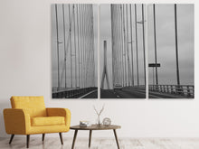 Laden Sie das Bild in den Galerie-Viewer, Leinwandbild 3-teilig Brücke der Normandie im Nebel