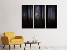 Laden Sie das Bild in den Galerie-Viewer, Leinwandbild 3-teilig Nebel im Wald