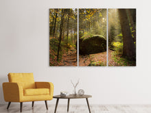 Laden Sie das Bild in den Galerie-Viewer, Leinwandbild 3-teilig Der Fels im Wald